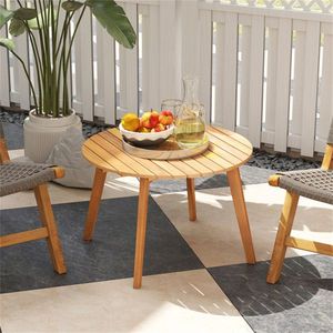 24.5\" X 24.5\" X 16\" Premium Acacia Wood <b>Round</b> <b>Side</b> <b>Table</b> 165 LBS for Patio Outdoor End <b>Table</b> - Product Image 2