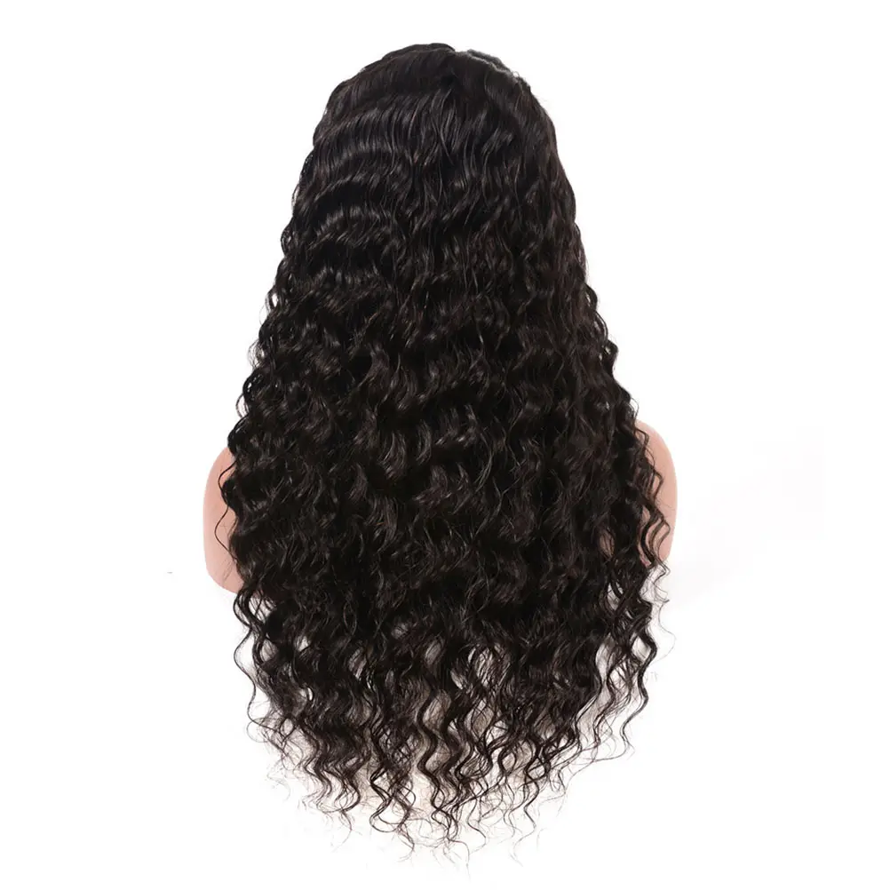 raw indian hair human wigs from india,100% raw unprocessed virgin hair deep wave wig 180% density,5x5 closure wig