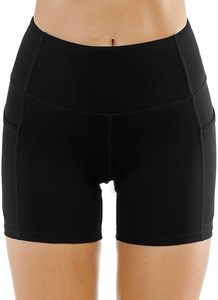 Shorts Deportivos Negros de Cintura Alta con Bolsillos Laterales, de Secado Rápido, Tejido de Spandex, para Mujer, para Fitness y Entrenamiento - Product Image 4