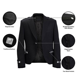 Veste et Gilet Traditionnels Argyle Noirs, Tenue Kilt Argyll des Highlands, Meilleures Ventes 2026 - Product Image 6