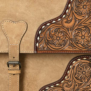 Tooled Leather Briefcase, Cowhide Leather Messenger <b>Bag</b>, Western Leather <b>Work</b> <b>Bag</b>, Handmade Laptop <b>Bag</b>, Rustic Cowboy Business - Product Image 4