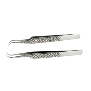 Pince à épiler professionnelle en forme de L pour cils, pointe incurvée, extension de cils volume, outil de beauté de précision - Product Image 5