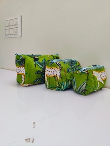 Royal Fair Custom Printing Pattern Quilted Cotton Cosmetic Bag Floral Cosmetic Toiletry Bags Storage Portable Beauty <b>Makeup</b> Bags - Product Image 2