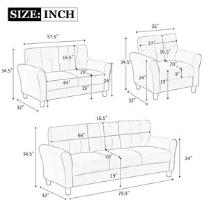Moderno divano da 1 + 3 posti imbottiti in lino grigio chiaro per casa ufficio vecchio Sku SG000366AAA un elegante soggiorno mobili - Product Image 2