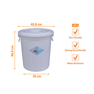 45L <b>Large</b> Household Storage Barrel Lidded Steel Wire Handles Rice Grain Reserve Laundry Hamper Garage Storage <b>Bin</b> - Product Image 3