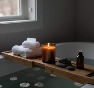 Bougie parfumée en cire de soja dans un verre ambré de luxe avec couvercle – Décoration d'intérieur haut de gamme et bougie cadeau - Product Image 2