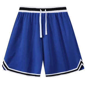 Nouveaux shorts de basket-ball personnalisés à séchage rapide pour l'été, à deux couches, en maille, avec poche zippée, brodés, côtelés, noir, blanc, bleu - Product Image 3