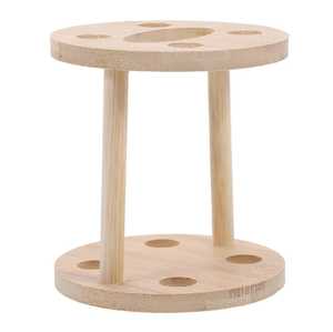 Eco Friendly Bamboo <b>Toothbrush</b> <b>Holder</b> With Multiple Circular Slots And Storage Compartment Sustainable Bathroom Organizer Modern - Product Image 1