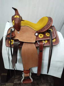 Asiento de cuero de gamuza tallado a mano de color de sillín de caballo de estilo occidental de alta calidad con estribo pesado - Product Image 4