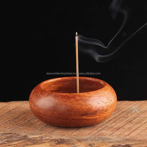 Quemador de incienso de madera Cenicero de madera Soporte de incienso hecho a mano Incensario de madera natural Quemador de incienso rústico - Product Image 1