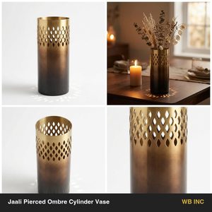 Handmade Brass & Steel Ombre Cylinder <b>Vase</b> 10 cm Dark to <b>Gold</b> Home Decor Wedding Hotel - Product Image 6