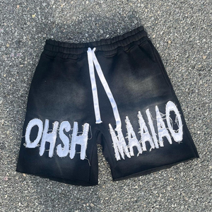 Shorts de sport décontractés en molleton de coton pour hommes, style motard, streetwear Y2K, délavé à l'acide, pour la gym et le basketball - Product Image 2