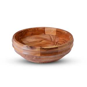 Tazón de Madera de Acacia Hecho a Mano con Diseño de Anillo, Tazón de Madera para Frutas, Ensaladas y Bocadillos, Acabado Natural Seguro para Alimentos - Product Image 1