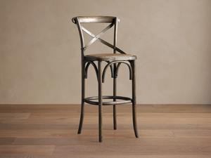 Silla de Bar Premium con Respaldo Cruzado de Madera y Asiento de Ratán Tejido a Mano para Restaurantes, Cafeterías y Espacios de Hostelería - Product Image 5