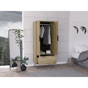 Armadio in legno di quercia chiara con 2 porte e 1 cassetto eleganti mobili per la casa - Product Image 2