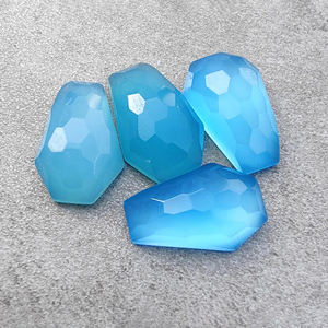 พลอยแคลเซโดนีสีน้ำเงินธรรมชาติ เจียระไนทรงมรกต เกรด AAA สำหรับทำเครื่องประดับ มีทุกขนาด - Product Image 6