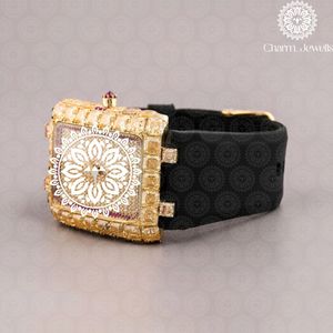 Charm_Jewells Luxury Women's Rectangular Crystal <b>Watch</b> Yellow Gold Case Leather Band Analog Quartz Movement 30mm Fashion Jewelry - Product Image 2