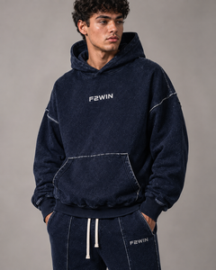ชุดวอร์มมีฮู้ดสีแดงเลือดหมูสำหรับผู้ชาย F2WIN ชุดเสื้อและกางเกงขายาวสีพื้นผ้าฝ้ายลำลองพร้อมเชือกผูก - Product Image 6