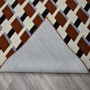 Tapis géométrique moderne à carreaux, tufté à la main, antidérapant, rectangulaire, en laine, pour salon, chambre, couverture de sol, décoration intérieure - Product Image 6