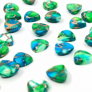 Cabujón de turquesa cobre color pavo real en forma de trillón, piedra preciosa suelta para la fabricación de joyas - Product Image 3