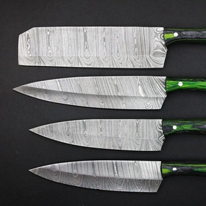 A&M ENTERPRISES 4 Piece Damascus Pattern Chef <b>Knives</b> <b>Set</b> Green Wooden Handles Handmade Eco-Friendly High-Polish Kitchen <b>Knife</b> - Product Image 3