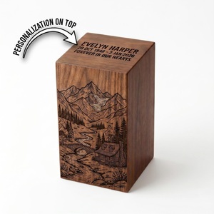 Personalized Eco-Friendly Durable Wooden Mountain Urn Rustic Nature Cremation <b>Memorial</b> <b>Box</b> for Outdoor Lovers - Product Image 1