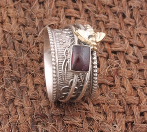 Bague de fiançailles et de mariage en argent sterling 925 avec pierre de grenat rouge naturelle de luxe pour femmes, bijoux fins - Product Image 6