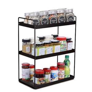 High Quality Metal Double Tier Spice <b>Rack</b> with Durable Finish for <b>Kitchen</b> Counter Storage and Organization Available For Sale - Product Image 3