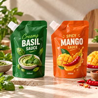 Sauce aux herbes concombre et aneth 250ml en pochette à bec verseur, Sauce chili aux agrumes douce, acidulée et épicée 250ml en sachet alimentaire à fond plat
