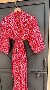 ชุดคลุมกิโมโนลายดอกไม้ผ้าฝ้าย, ชุดคลุมอาบน้ำลายบล็อกพิมพ์, ชุดคลุมชายหาด, ชุดคลุมเจ้าสาว, ชุดคลุมอาบน้ำผ้าฝ้ายสำหรับฤดูร้อน, ของขวัญ - Product Image 2