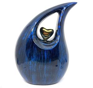 Urnas de Cremación para Adultos con Grabado de Lágrima Azul Antigua y Corazón, para Cenizas Funerarias, 200 Pulgadas Cúbicas, Ecológicas y Duraderas - Product Image 1