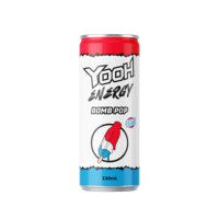 Boisson Énergisante Gazeuse au CO2 Marque Blanche 330ml, Saveur Fruit de la Passion Frais, Caféine 30-35% de Jus, Canette Élégante, Saveur Berry Blast