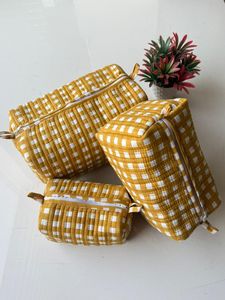 <b>Large</b> Handmade Cotton Quilted Toiletry Case Block Printed <b>Wash</b> <b>Bag</b> Cosmetic <b>Bag</b> with Travel Accessory Holiday Christmas Gift - Product Image 2