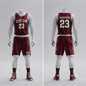 Custom Men's Basketball Jersey Set Maroon V-Neck Sleeveless Sublimated Mesh Uniform Breathable <b>Athletic</b> Fit Adult All Seasons - Product Image 1