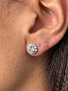 Classic 2ct Round Cut Lab Grown Diamond Halo <b>Stud</b> <b>Earrings</b> IGI Certified 10K 14K 18K White Gold Women <b>Fine</b> Engagement Ear <b>Studs</b> - Product Image 2