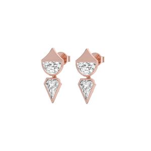 Élégantes boucles d'oreilles demi-lune en diamants de laboratoire de 3,00 CTW serties en or rose 9 carats – Design de bijoux de mode haut de gamme - Product Image 5