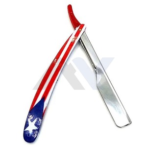 Navaja de Afeitar Profesional de Acero Inoxidable con Diseño de Bandera Americana, Personalizada, con Bloqueo Deslizante, Ligera, de Una Sola Hoja - Product Image 2