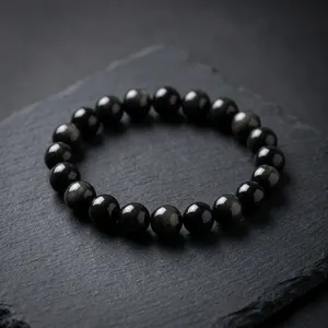 Pulsera de cuentas de obsidiana negra natural de 8 mm, clásica, unisex, regalo, protección psíquica, características de conexión a tierra, gemas. - Product Image 1