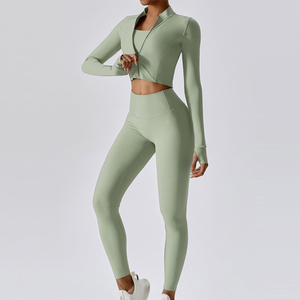 Women Sports <b>Bra</b> Leggings And Jacket Sets In <b>Low</b> MOQ High Quality Material Made Active Wear Women Yoga Set - Product Image 5