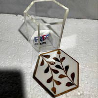 Mini récipient carré à dessert en acrylique de style art moderne personnalisé incrustation de bois couvercle plante plaqué or décoration de la maison mariage-sur