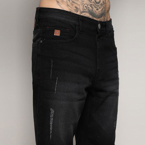 Shorts Bermuda en jean noir déchiré pour homme, taille mi-haute, fermeture éclair, décontracté, en coton tissé respirant, coupe ajustée, écologique, anti-UV, séchage rapide - Product Image 6