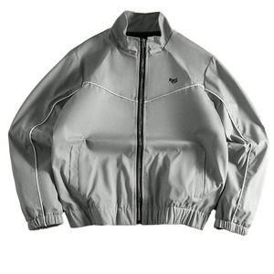 Custom Gray Stand Collar Lightweight <b>Track</b> <b>Jacket</b> with Contrast Piping OEM Casual Breathable Polyester Windbreaker <b>Men's</b> <b>Jackets</b> - Product Image 3