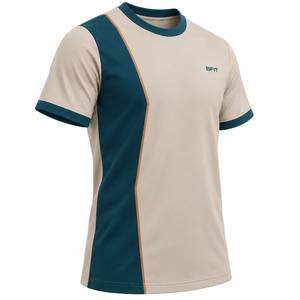 Premium Contrast Panel Crew Neck <b>T</b> <b>Shirt</b> for <b>Men</b> Custom Short Sleeve Eco-Friendly Breathable Quick Dry 100% <b>Polyester</b> Sportswear - Product Image 5