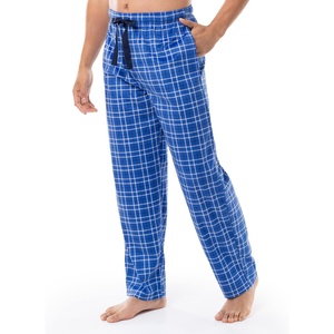 Pantalon de nuit en polaire soyeuse pour homme Doublure bleue blanche Doux Confortable Coupe décontractée Respirant Vêtements de détente Pyjamas - Product Image 1