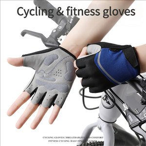 Gants de cyclisme mi-doigts antidérapants, extensibles, respirants et légers, unisexes, été, polyester, fermeture à enfiler, rouge, noir, blanc, gris - Product Image 4