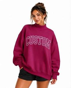 Custom Applique Mock Neck Sweatshirt for Women's Lightweight Fleece Fabric Oversized Drop Shoulder Daily Wear <b>Top</b> - Product Image 1