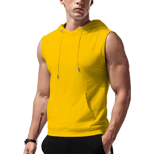Hoodies sans manches en coton pour homme, couleur unie, personnalisables, décontractés, pour le sport, la gym, la course à pied - Product Image 5