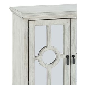 Credenza Moderna in Stile Tradizionale Bianco Antico, Mobile Classico con Specchio e Maniglie Pendenti, Arredamento in Legno per Soggiorno - Product Image 5