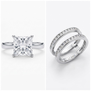 LY Emerald Cut Moissanite Engagement <b>Ring</b> <b>Set</b> 18K <b>Gold</b> Plated/Rhodium Plated/Rose <b>Gold</b> Plated 925 Silver Unisex Classic Wedding - Product Image 6