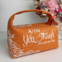 Sac fourre-tout en jute rouge avec logo personnalisé, poignée longue, petite taille, fermeture éclair, fabriqué à Hanoï, emballage pour bijoux, sac cadeau publicitaire